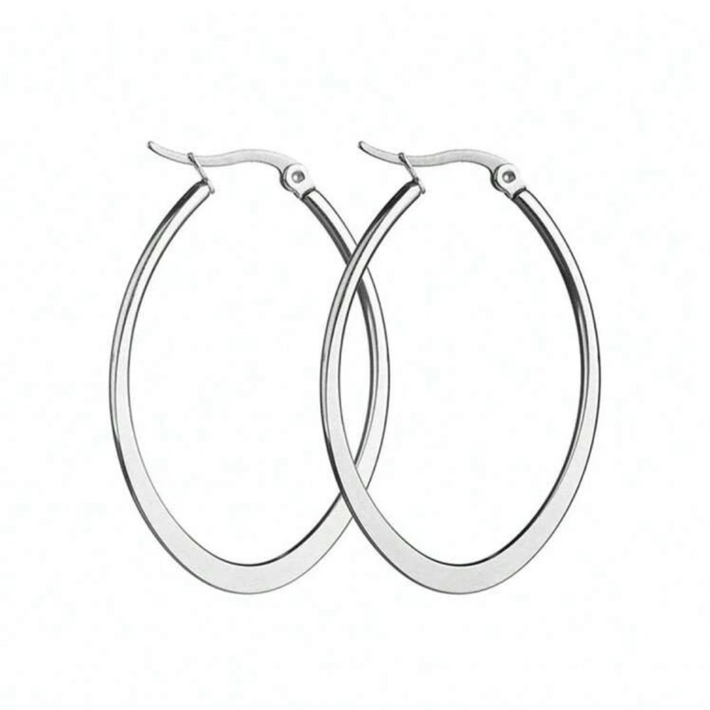 NEW Stainless Steel Oval Hoop Earrings